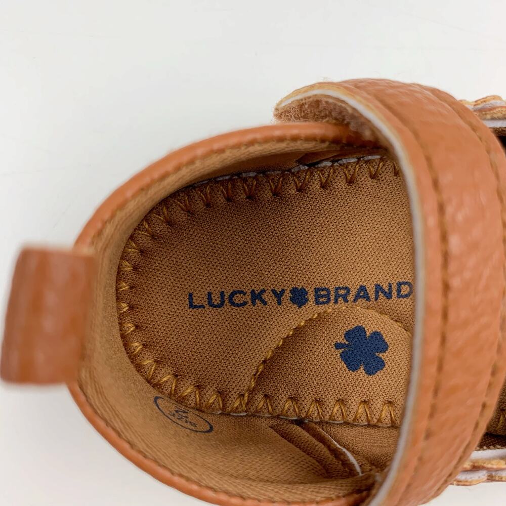 Lucky Brand Mary Jane Crib Shoes Soft Brown Faux Leather Infant Baby Girl Size 2 - Picture 4 of 9